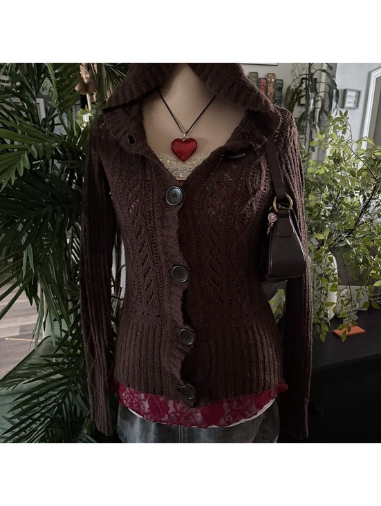 Maurices Tops - y2k brown hooded knit cardigan